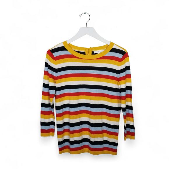 1901 Crewneck Back Button Stripes Sweater - Small - Picture 2 of 6